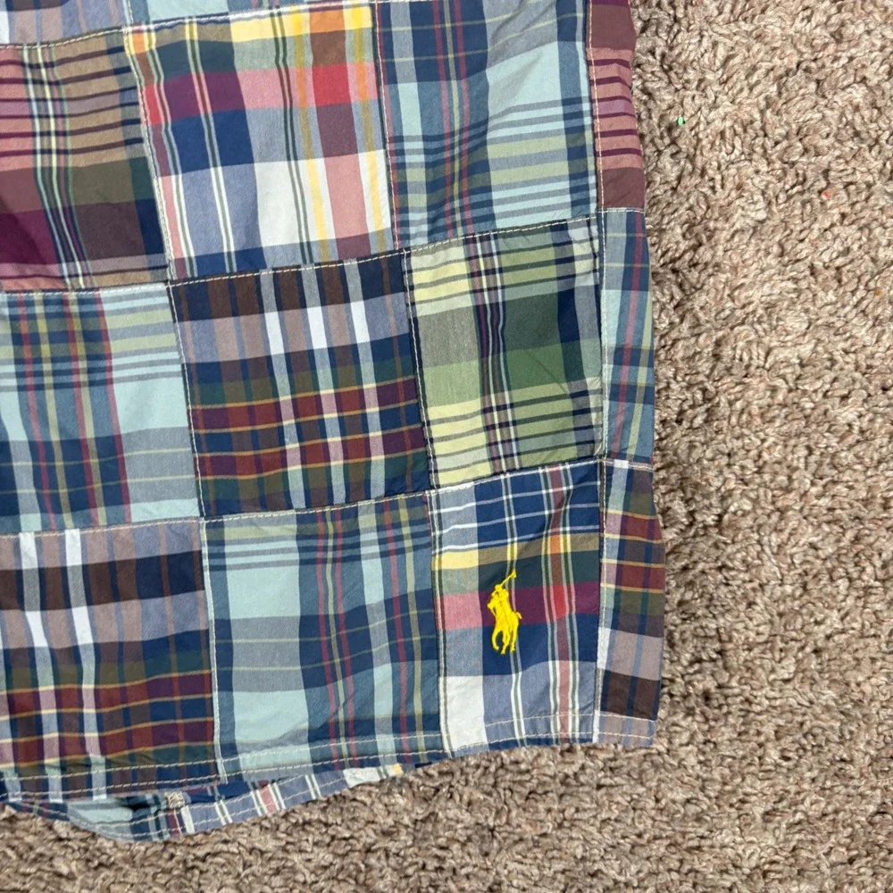 Polo Ralph Lauren Mens Patchwork Madras Plaid Swim Trunks Multicolor Size 36 NEW